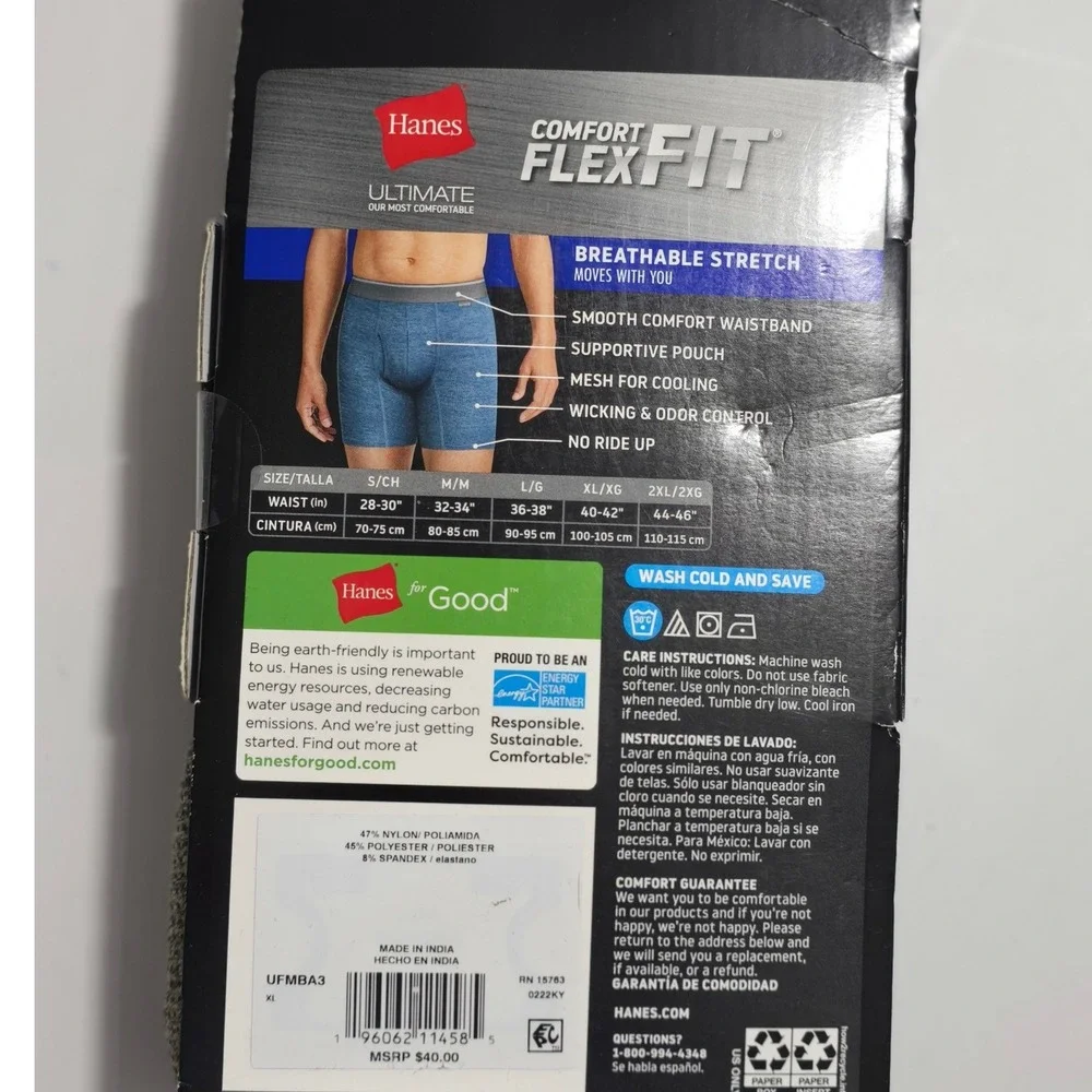Hanes Boxer Briefs Mens XL Comfort Flex Fit Stretch Comfy Underwear 3-Pack‎